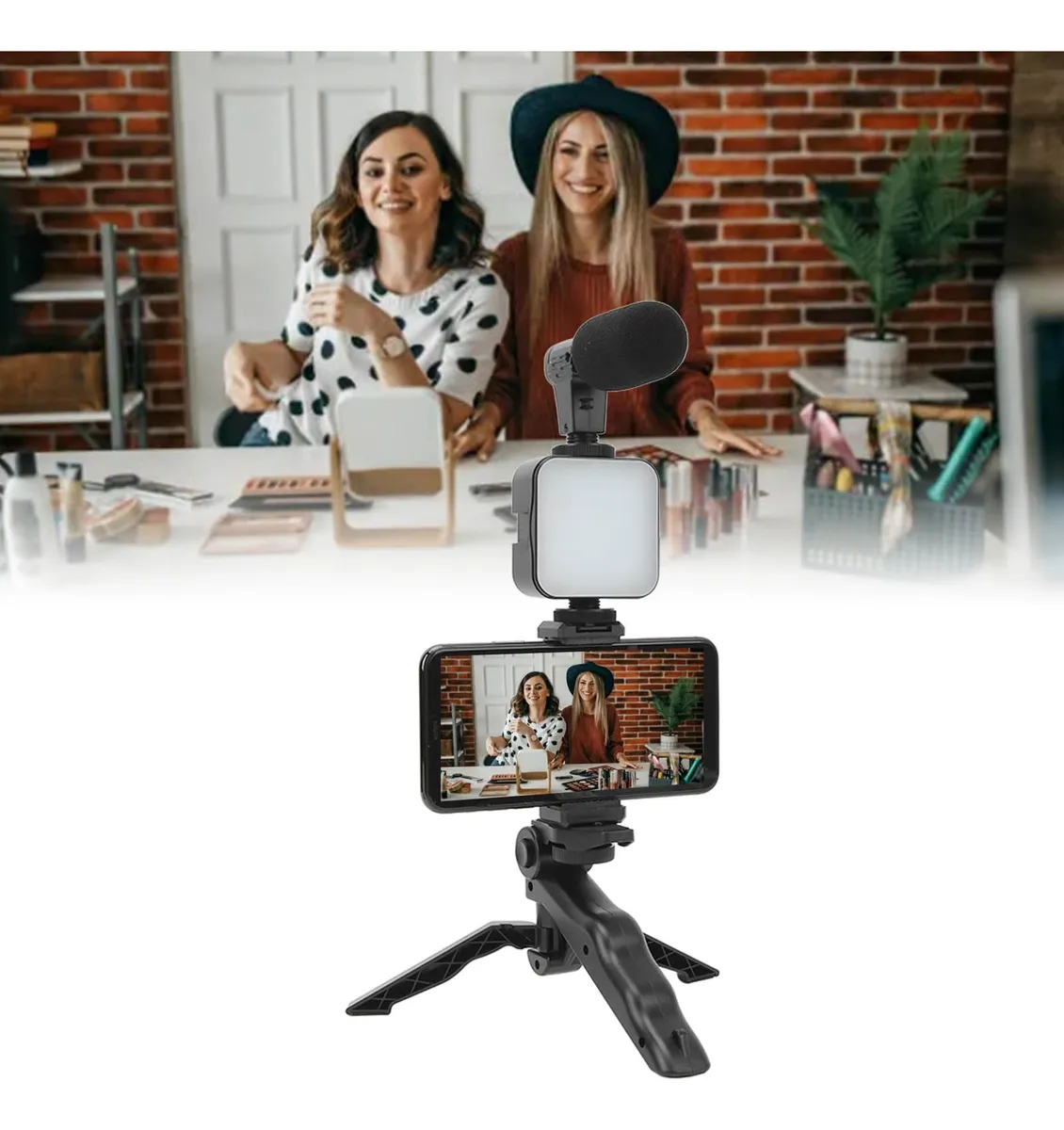 TRIPODE KIT DE VIDEO - VIDEO MARKING - STREAMING ** Tripode C/ Luz y Micr0fono ** con Boton Bluetooth - Creadores de contenido