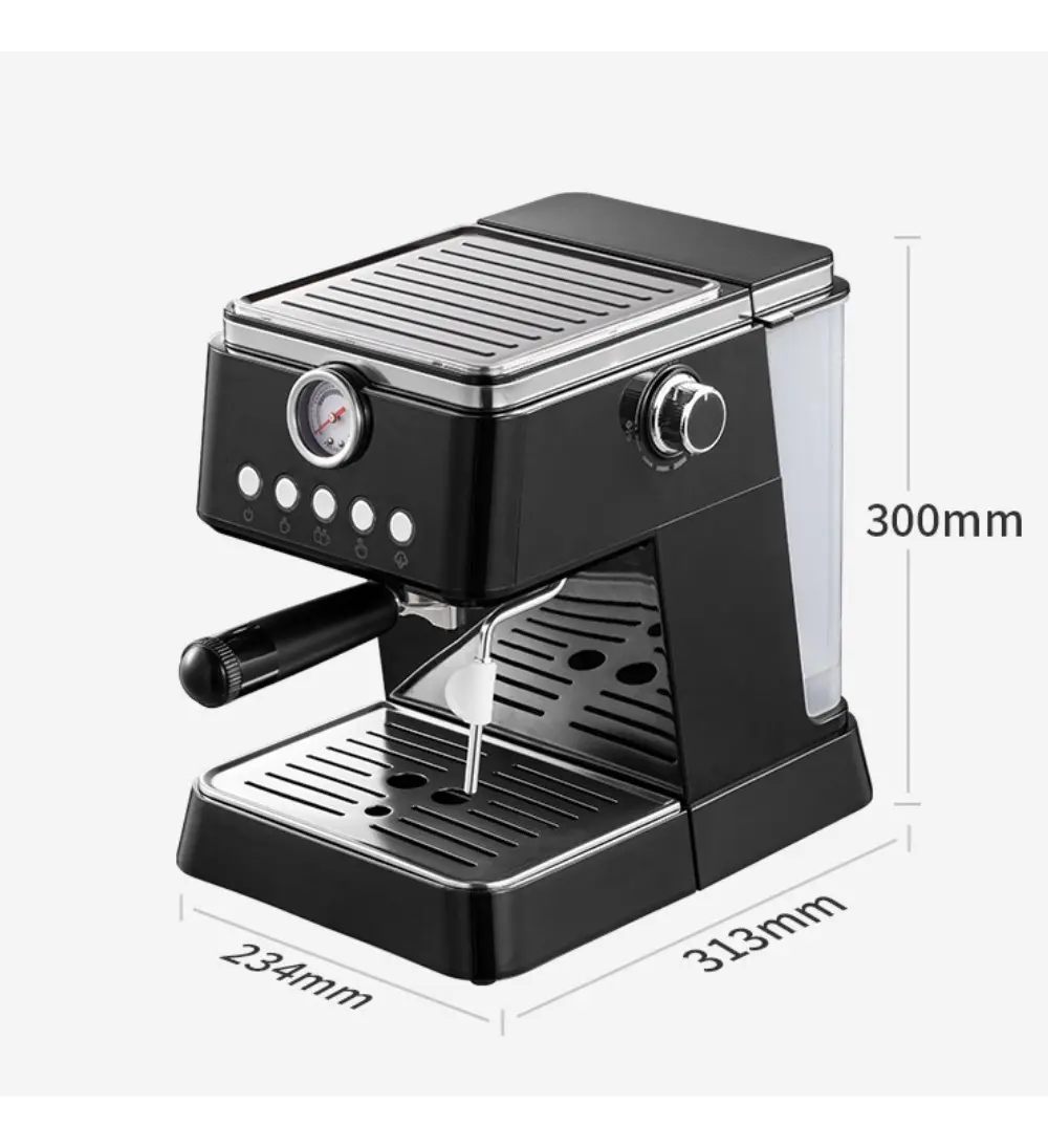 Cafetera Expresso TIME NEGRA 1.5 Litros - 20 BAR (INCLUYE ESPUMADOR DE LECHE) 1350W