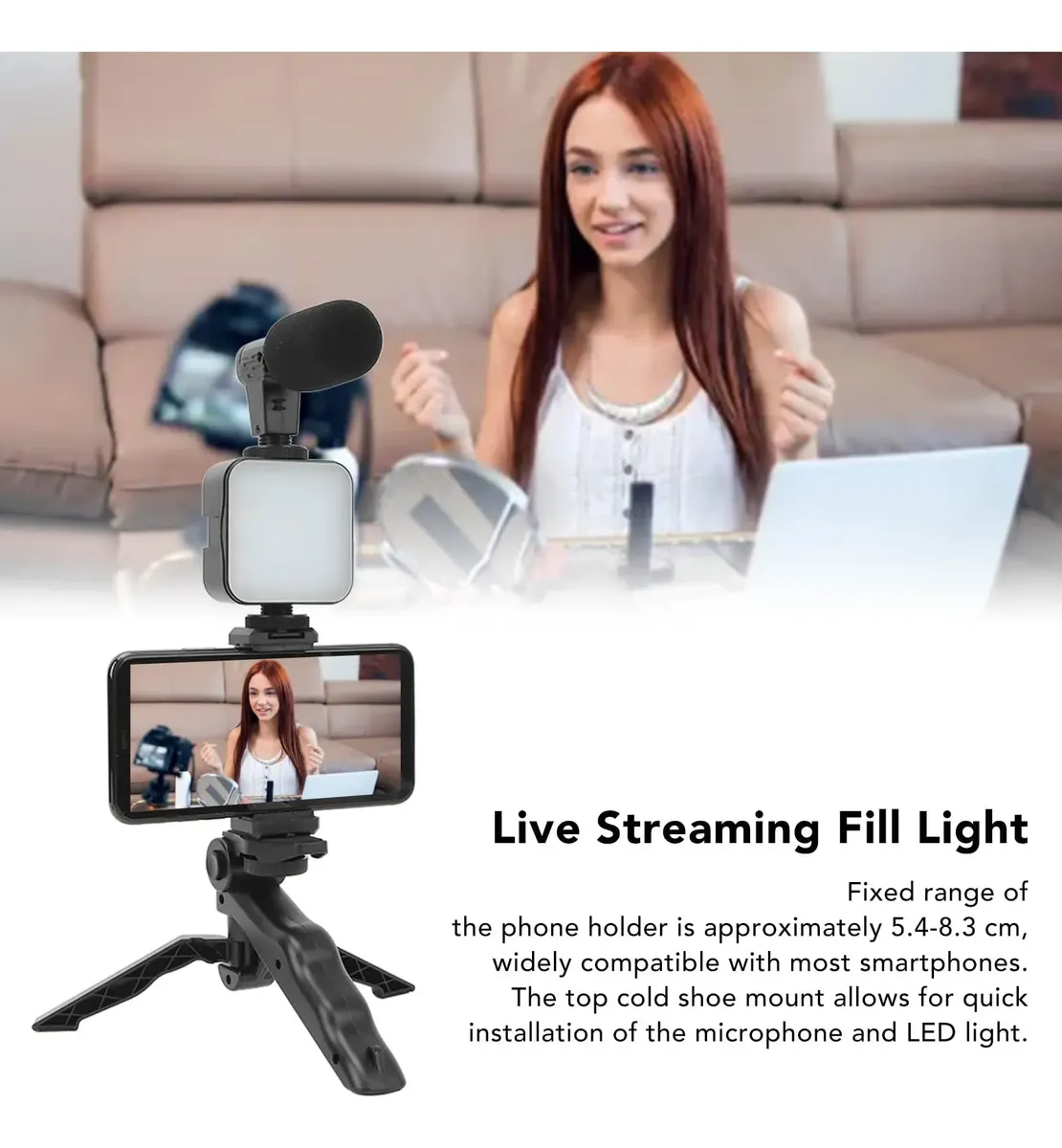 TRIPODE KIT DE VIDEO - VIDEO MARKING - STREAMING ** Tripode C/ Luz y Micr0fono ** con Boton Bluetooth - Creadores de contenido