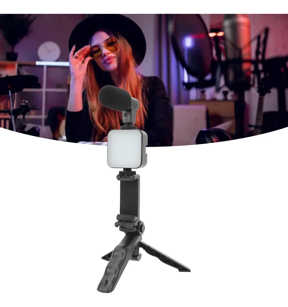TRIPODE KIT DE VIDEO - VIDEO MARKING - STREAMING ** Tripode C/ Luz y Micr0fono ** con Boton Bluetooth - Creadores de contenido