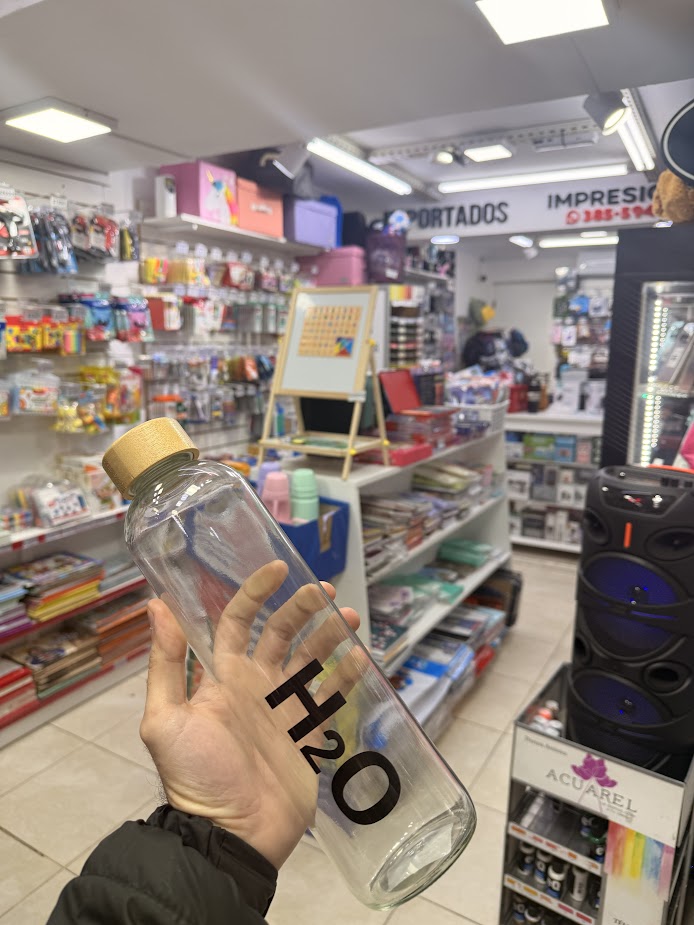 BOTELLAS DE VIDRIO 1 LITRO - H2O - C/ TAPA MADERA HERMETICA