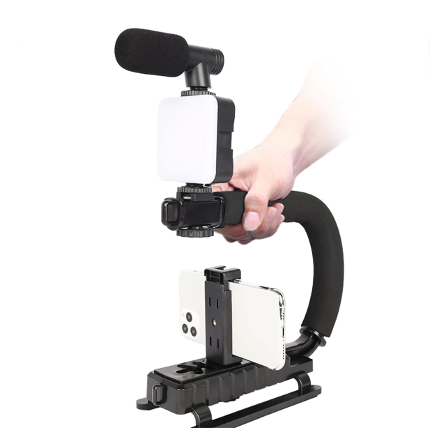 Estabilizador Influencer // Video Making // Kit c/ Luz y Micr0fono Porta Celular / Camara - Ideal para Transmisiones en vivo y Videos - Creadores de Contenido (copia)