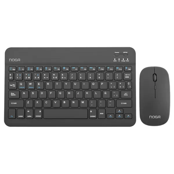 Combo NOGA Mini Inalámbrico * NEGRO * RECARGABLE (Teclado Recargable+ Mouse) Pc Notebook Celular Tablet