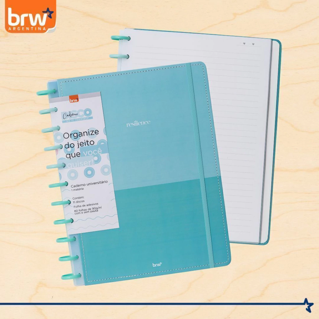 Cuadernos Inteligentes BRW * Turquesa Resiliencia * Tamaño A4 (Grandes) Hojas rayadas Sistema de Discos