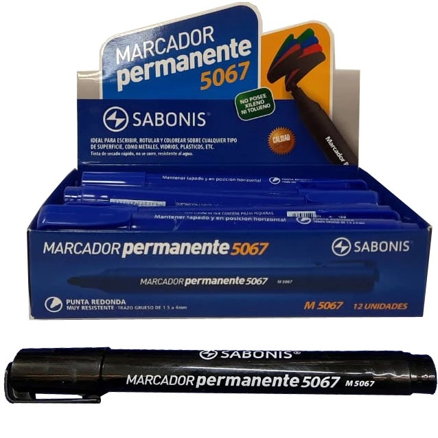 Marcador Permanente SABONIS - NEGRO - Punta Biselada (x unidad)