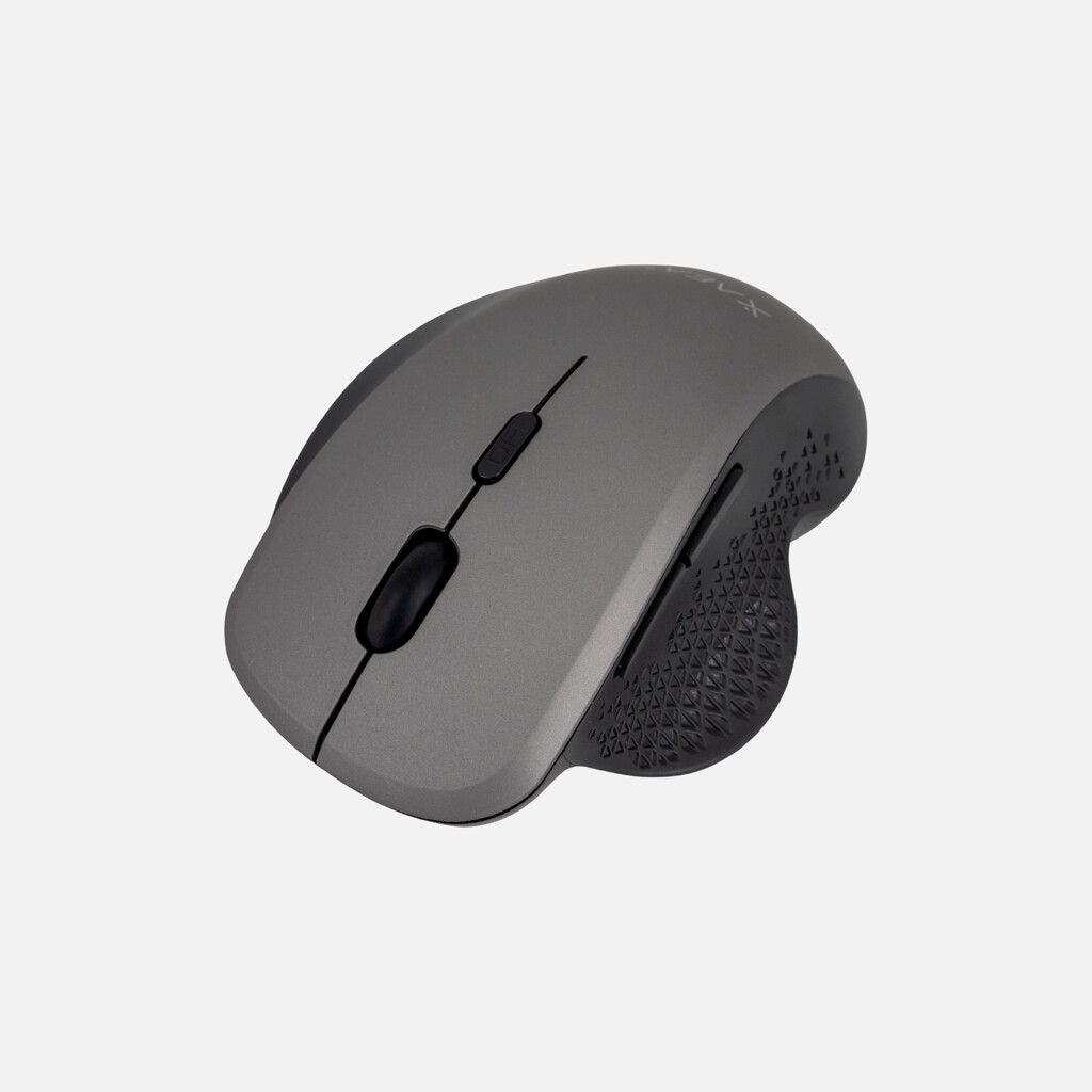 MOUSE INALAMBRICO " XAEA PRO - ERGONOMICO - GRIS " PREMIUM Doble Sistema (Receptor USB + Bluetooth) RECARGABLE