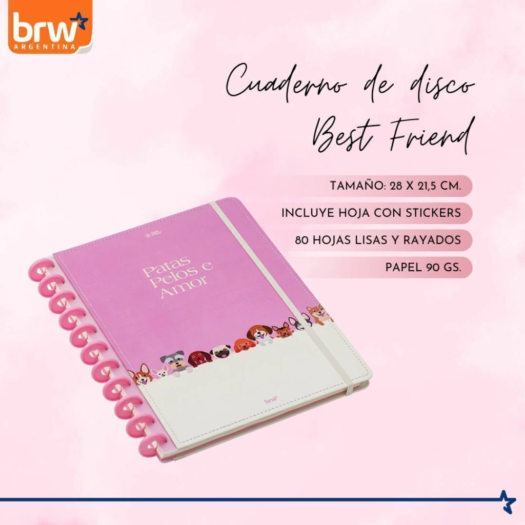 Cuadernos Inteligentes BRW * Best Friend * Tamaño A4 (Grandes) Hojas rayadas Sistema de Discos