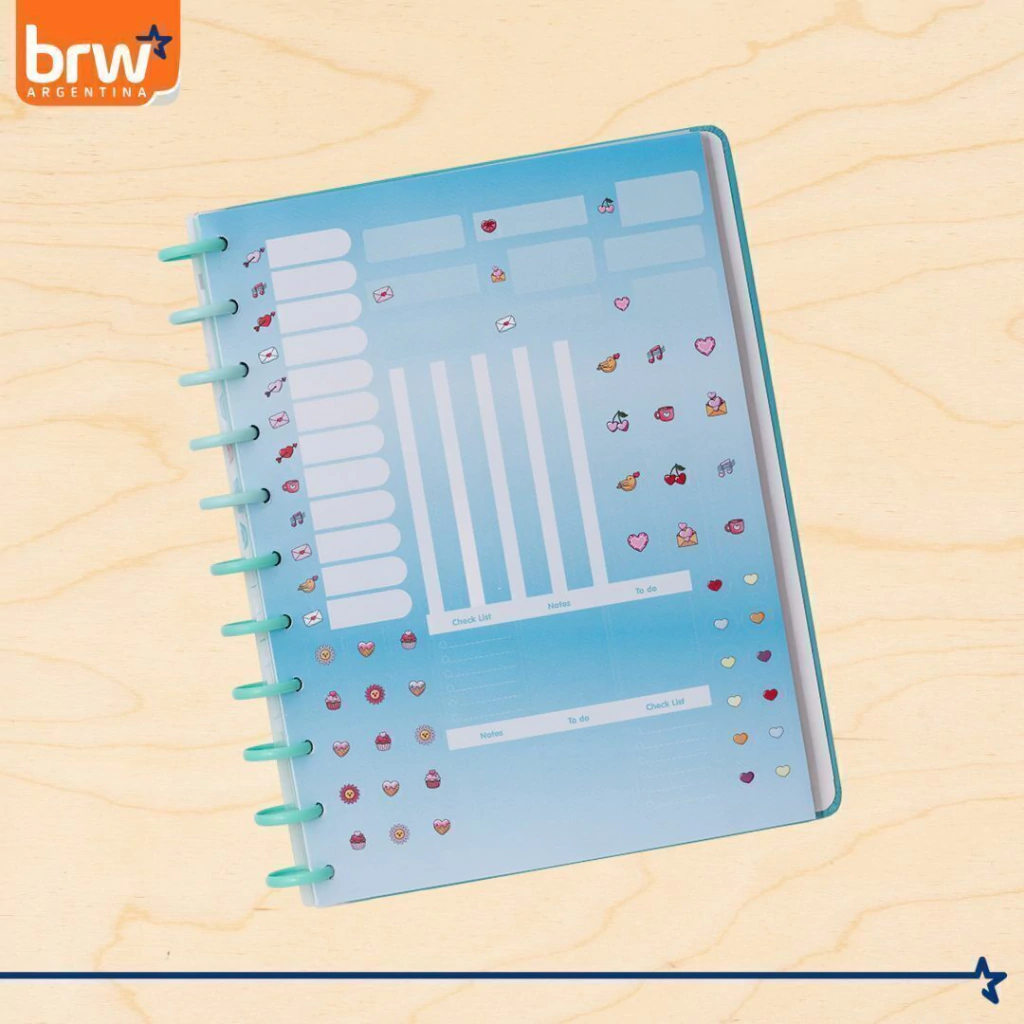 Cuadernos Inteligentes BRW * Turquesa Resiliencia * Tamaño A4 (Grandes) Hojas rayadas Sistema de Discos