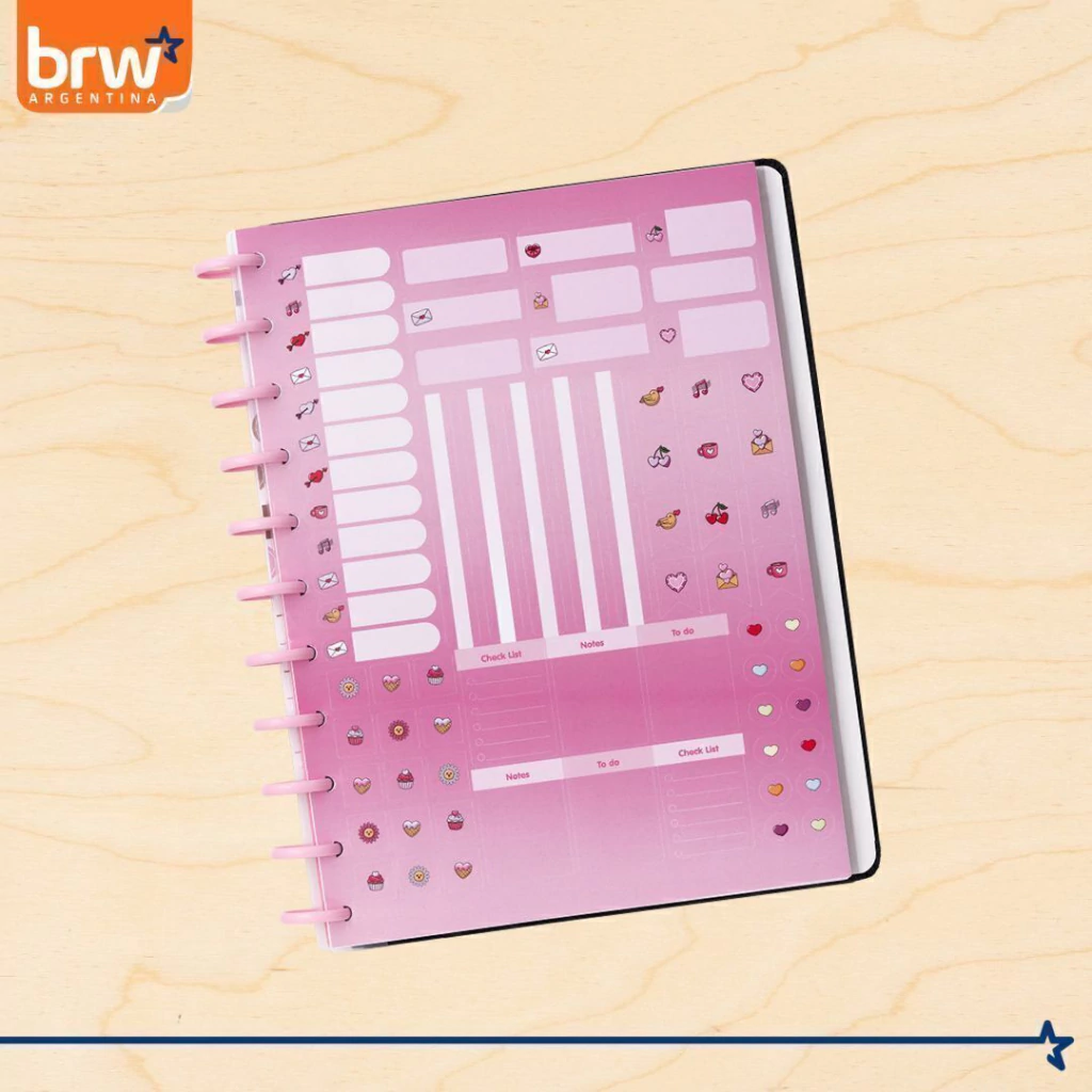 Cuadernos Inteligentes BRW * Glitter Negro * Tamaño A4 (Grandes) Hojas rayadas Sistema de Discos