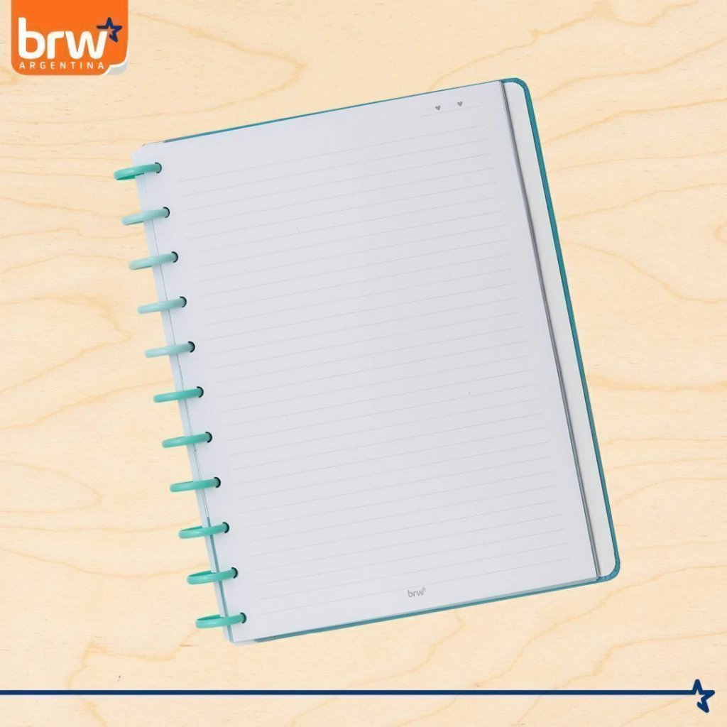 Cuadernos Inteligentes BRW * Turquesa Resiliencia * Tamaño A4 (Grandes) Hojas rayadas Sistema de Discos