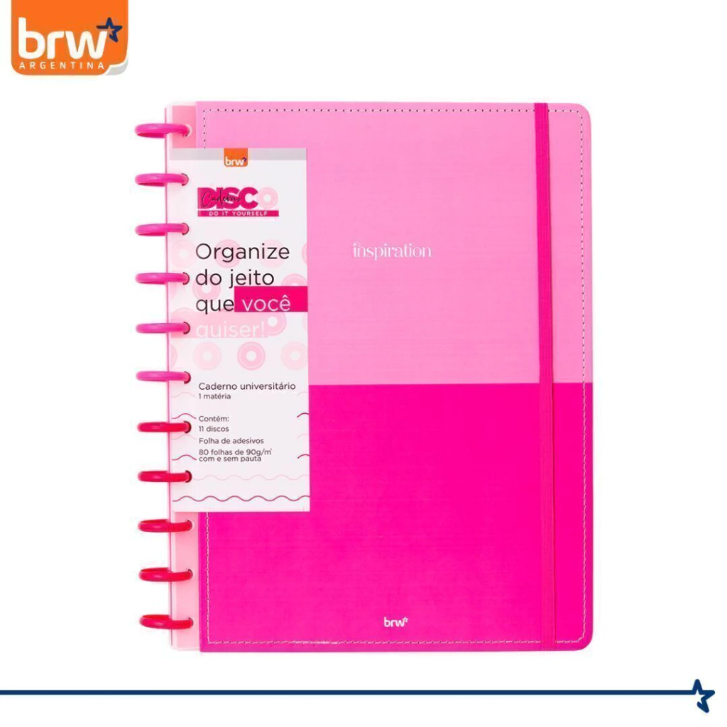 Cuadernos Inteligentes BRW * Rosa Inspiración * Tamaño A4 (Grandes) Hojas rayadas Sistema de Discos