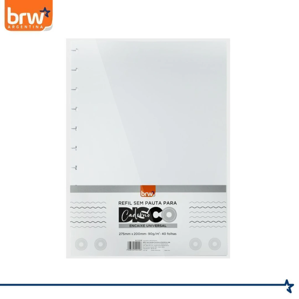 Repuesto Discos * Liso A4 * Para Cuaderno Inteligente x 40 Hojas Tamaño 90 Gr