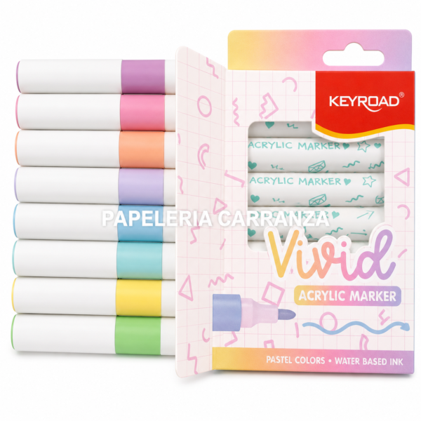MARCADOR DE ACRILICO ** VIVID POP PASTELES x 8 UNIDADES ** KEYROAD
