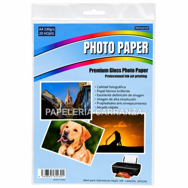 Resma de Papel Fotográfico PHOTO PAPER A4 230 Gr (20 hojas)