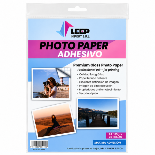 Resma de Papel Fotografico "Autoadhesivo LEEP" A4 135 Gr (20 hojas)