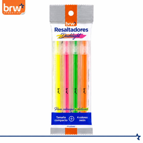 Resaltadores BRW Flúo x 4 (Neón)