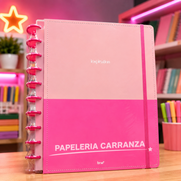 Cuadernos Inteligentes BRW * Rosa Inspiración * Tamaño A4 (Grandes) Hojas rayadas Sistema de Discos