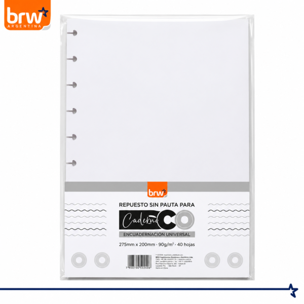 Repuesto Discos * Liso A4 * Para Cuaderno Inteligente x 40 Hojas Tamaño 90 Gr