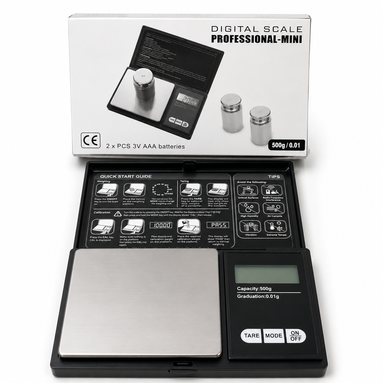 Balanza Gramera de Precision 0.01-500g SCALE PROFESSIONAL