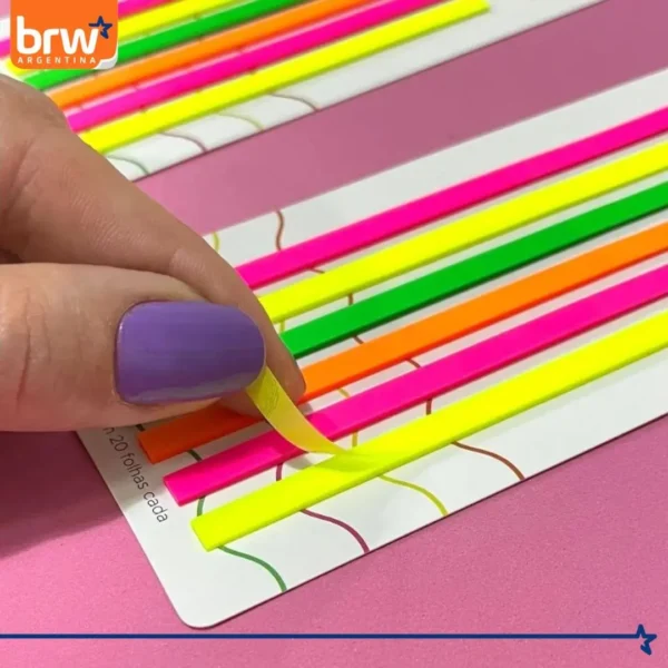 NOTAS BRW ** RESALTA NEÓN ** AUTOADHESIVAS (TRANSPARENTES - RESALTADOR)