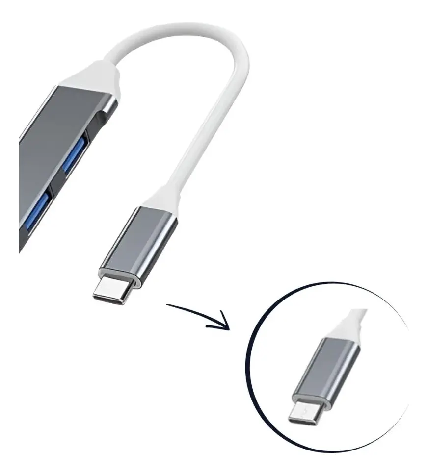 HUB USB * 4 Puertos Salida Tipo C * Con Teclas (Zapatilla Prolongador USB)