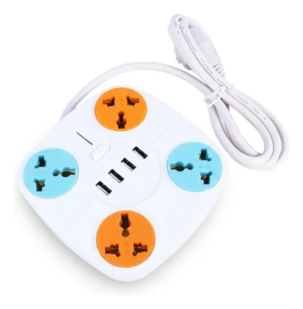 Zapatilla Redonda Arkgiacl + 4 Usb + 4 Bocas 220v (Con Tecla de ON/OFF)