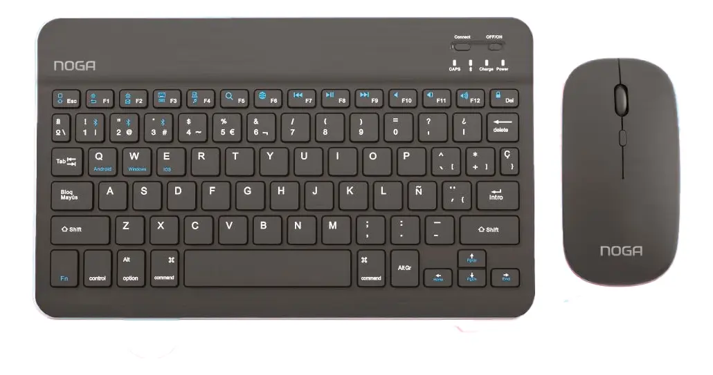 Combo NOGA Mini Inalámbrico * NEGRO * RECARGABLE (Teclado Recargable+ Mouse) Pc Notebook Celular Tablet