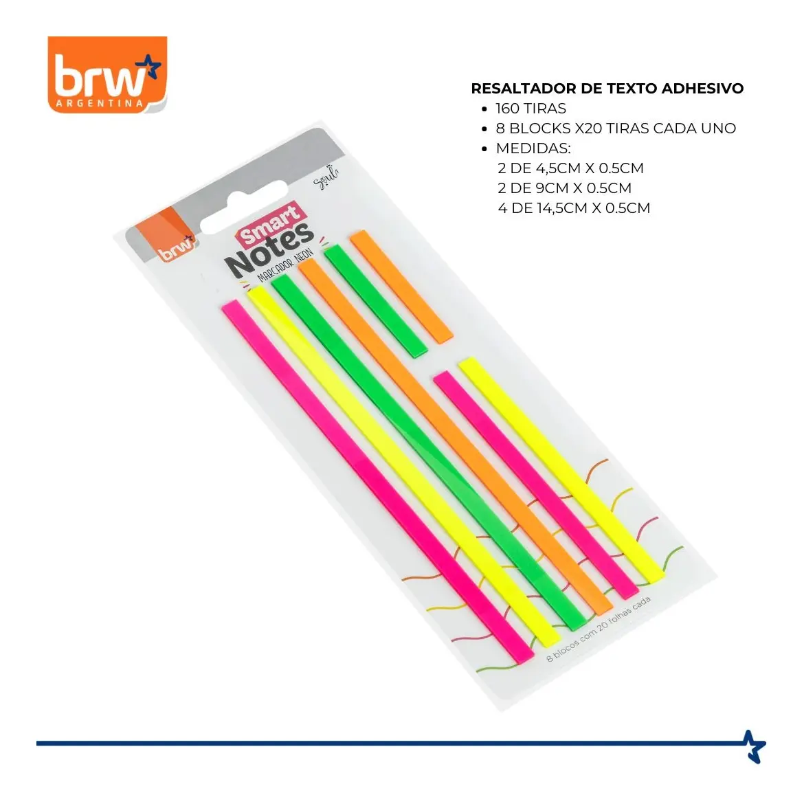 NOTAS BRW ** RESALTA NEÓN **  AUTOADHESIVAS (TRANSPARENTES - RESALTADOR)