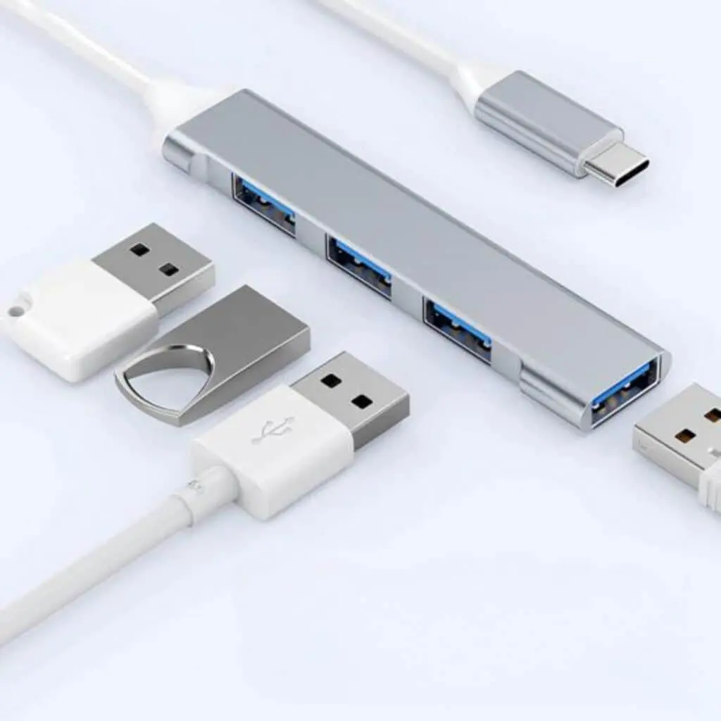 HUB USB * 4 Puertos Salida Tipo C * Con Teclas (Zapatilla Prolongador USB)