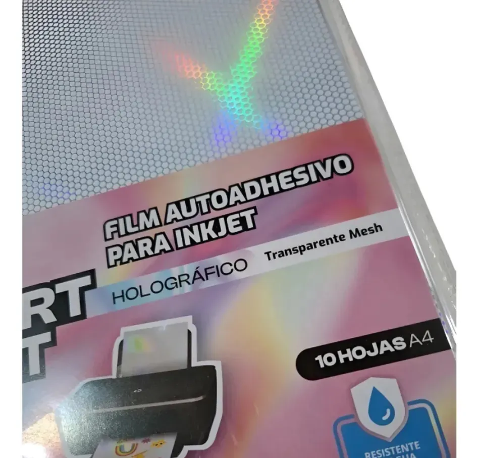 Resma de Film REXON Autoadhesivo - Holográfico Transparente Mesh - (Resistente al Agua) x 10 unidades