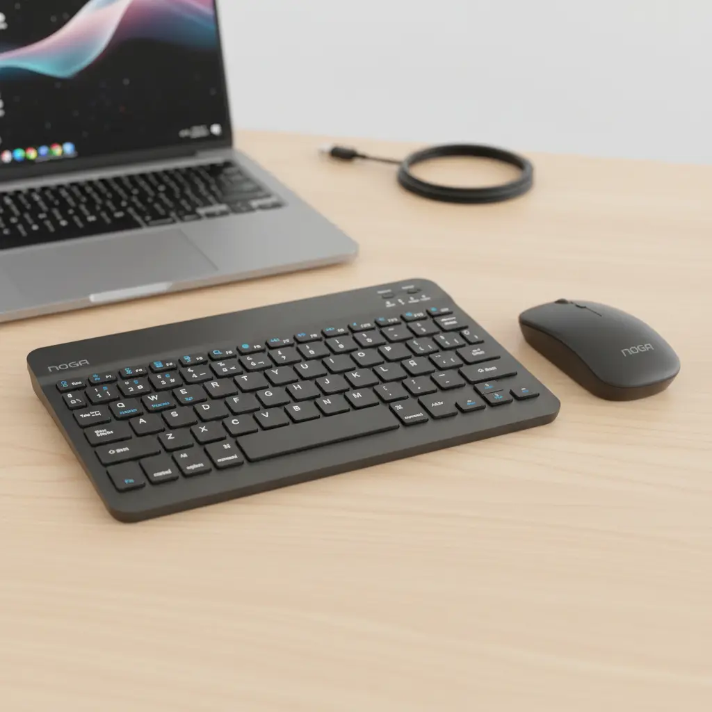 Combo NOGA Mini Inalámbrico * NEGRO * RECARGABLE (Teclado Recargable+ Mouse) Pc Notebook Celular Tablet