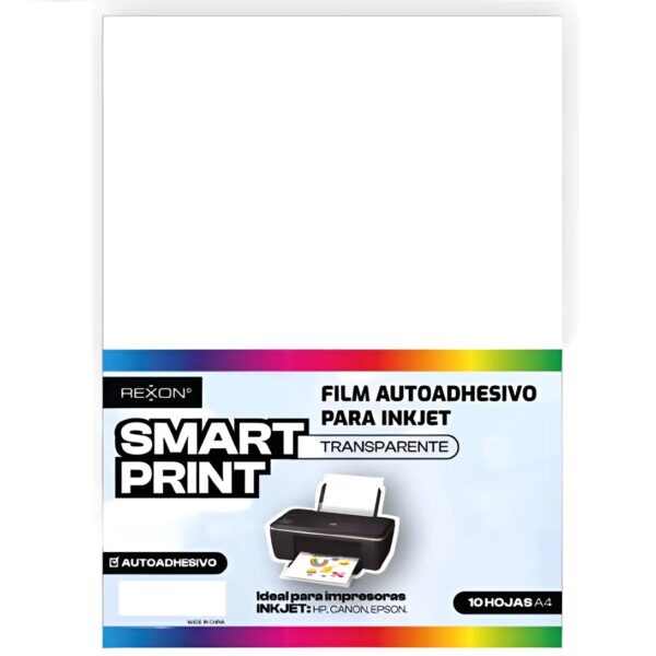 Resma de Film REXON Autoadhesivo - Transparente - (No Resistente al Agua) x 10 unidades