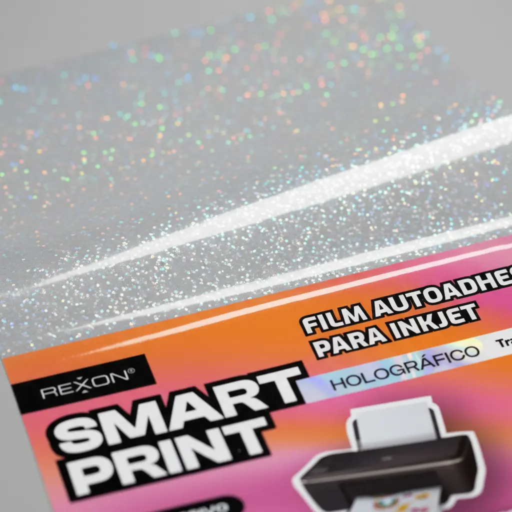 Resma de Film REXON Autoadhesivo - Holográfico Transparente Glitter - (Resistente al Agua) x 10 unidades