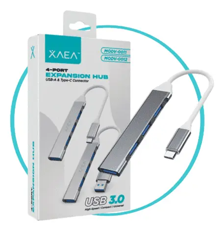 HUB USB * 4 Puertos Salida Tipo C * Con Teclas (Zapatilla Prolongador USB)