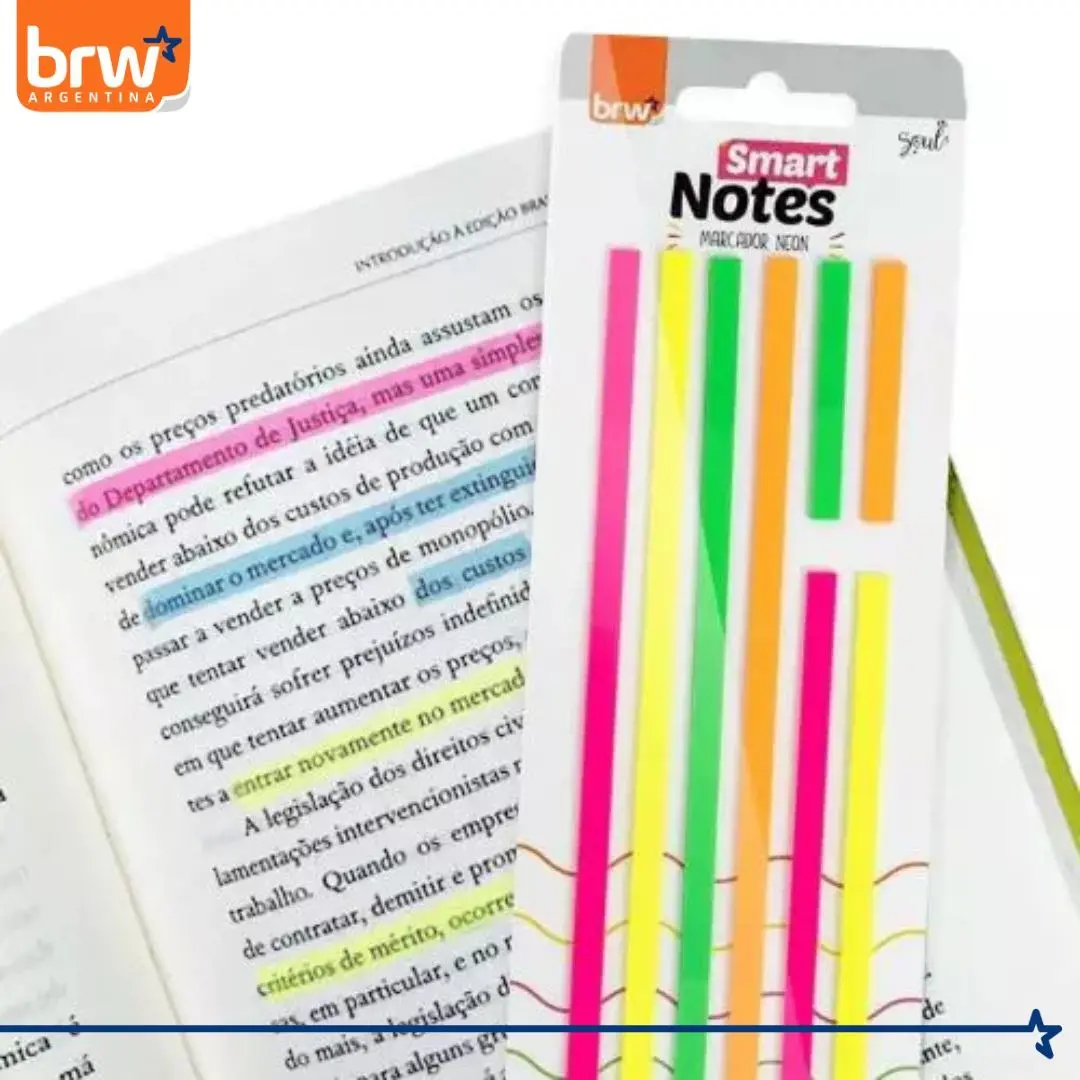 NOTAS BRW ** RESALTA NEÓN **  AUTOADHESIVAS (TRANSPARENTES - RESALTADOR)