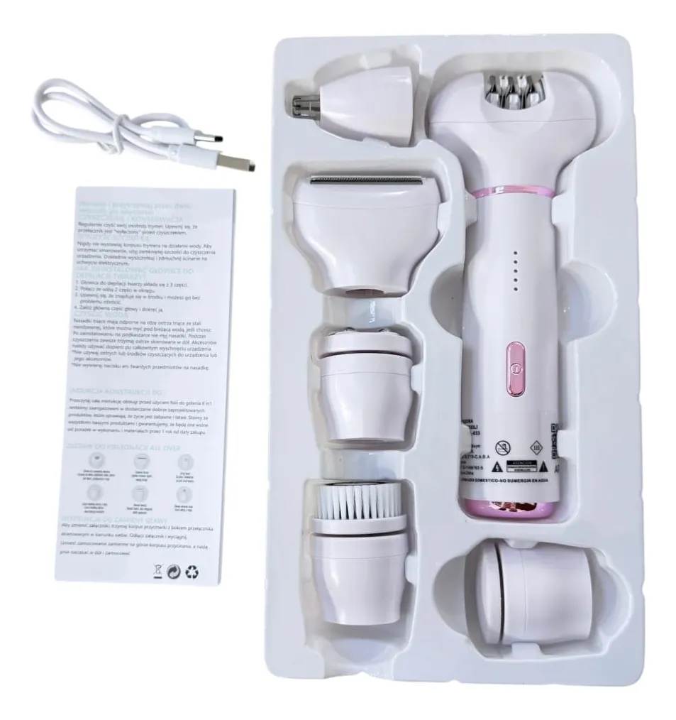 DEPILADORA ELECTRICA 6 en 1 * FACIAL, Y CORPORAL * (Puntas Intercambiables) RECARGABLE