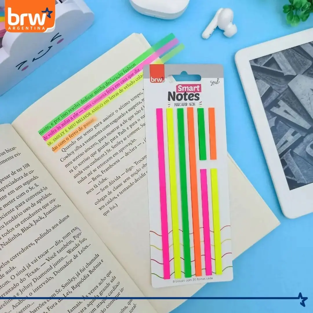 NOTAS BRW ** RESALTA NEÓN **  AUTOADHESIVAS (TRANSPARENTES - RESALTADOR)