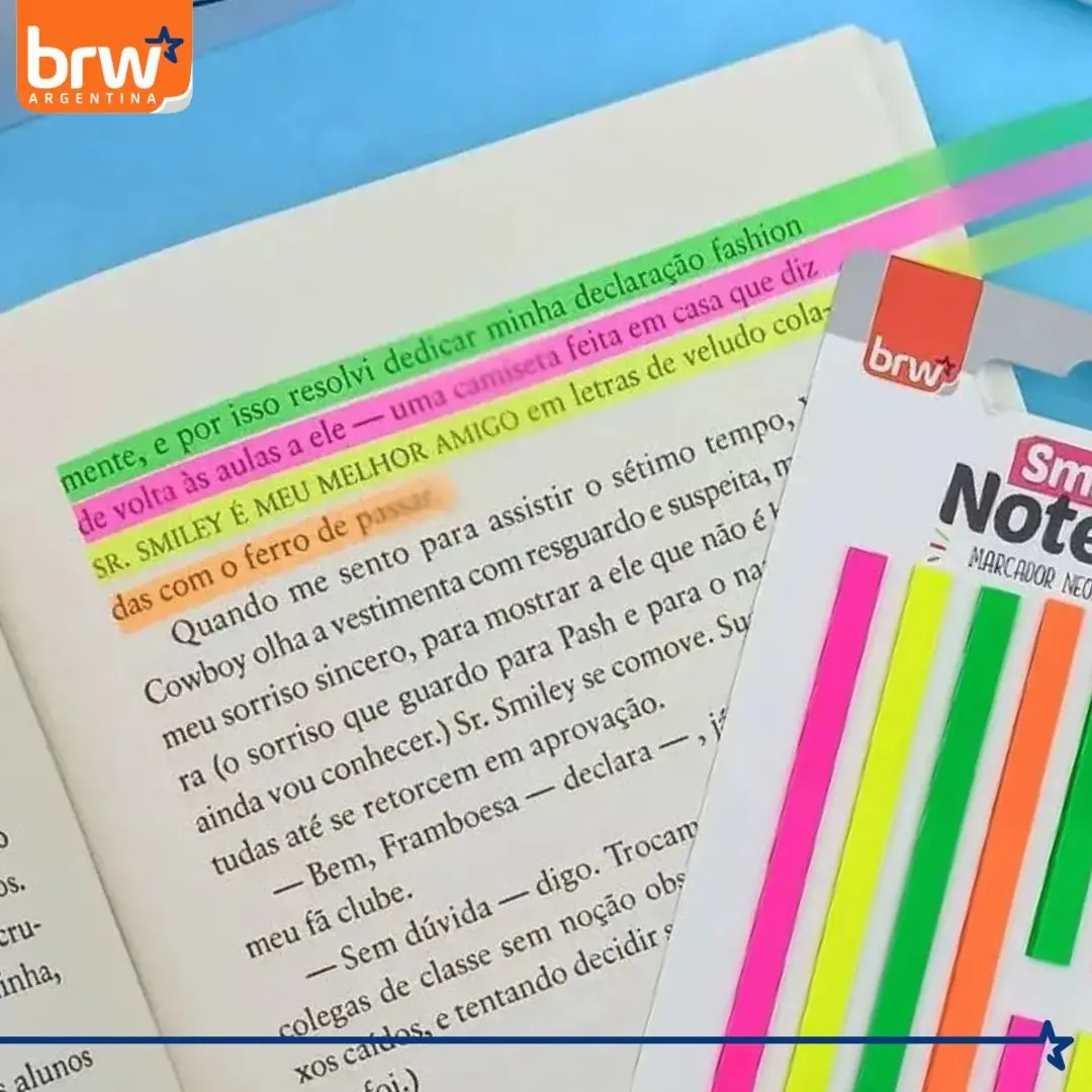 NOTAS BRW ** RESALTA NEÓN **  AUTOADHESIVAS (TRANSPARENTES - RESALTADOR)