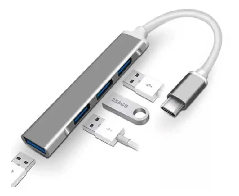 HUB USB * 4 Puertos Salida Tipo C * Con Teclas (Zapatilla Prolongador USB)