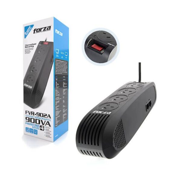 Estabilizador de Tension - Forza - c/ 4 tomas y Tecla 900va (Protección nivel 4)