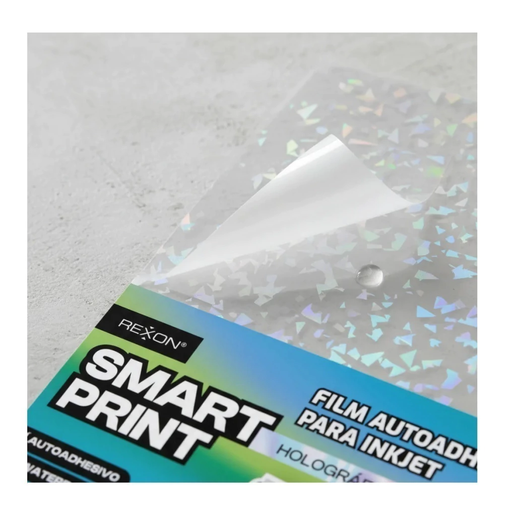 Resma de Film REXON Autoadhesivo - Holográfico Transparente Glass - (Resistente al Agua) x 10 unidades