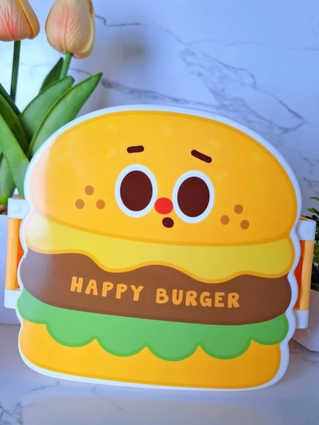 Loncheras Hermeticas - Happy Burger -  c/ división Interna + Cubiertos