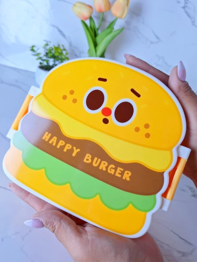 Loncheras Hermeticas - Happy Burger -  c/ división Interna + Cubiertos