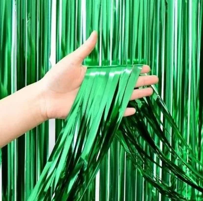 CORTINA LLUVIA * VERDE * METALIZADA FOIL FRINGE CURTAIN