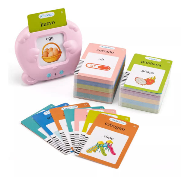 Juego Didáctico * Rosa * Parlante Con Tarjetas Sonidos - Inglés Y Español Niños
