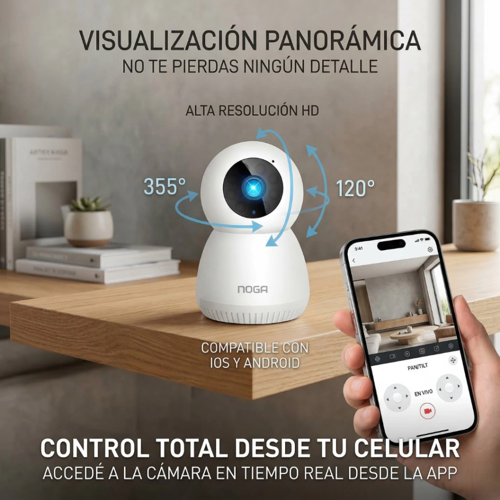 Camara de Seguridad * Noga 720p * Inalambrica (INTERIOR) IP Visión Nocturna - Deteccion de Movimiento