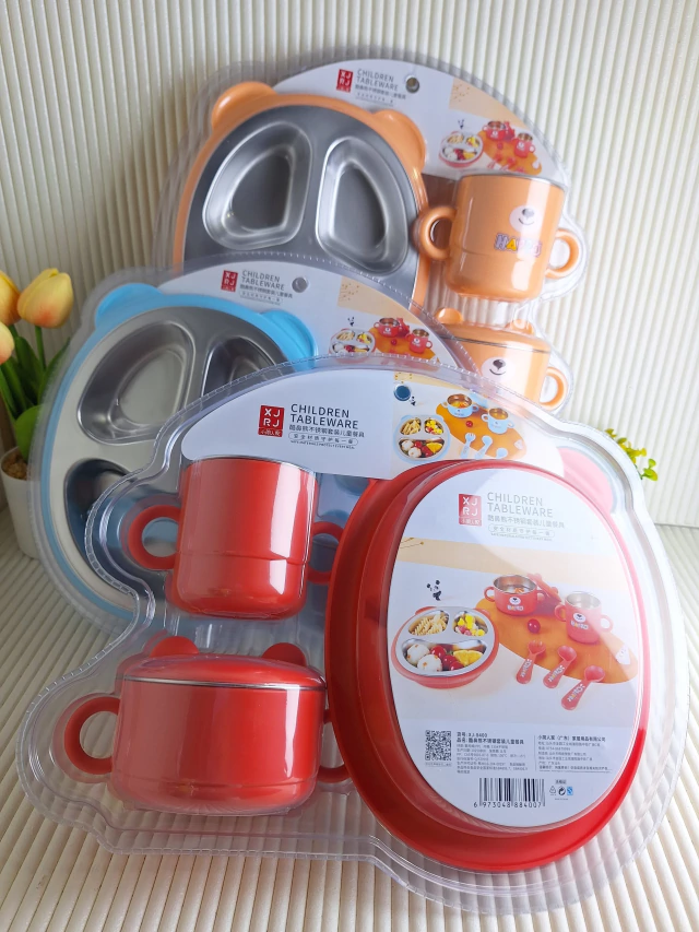 SET DE VAJILLA INFANTIL * OSITO * TERMICA X 6 PIEZAS ACERO INOXIDABLE (304)