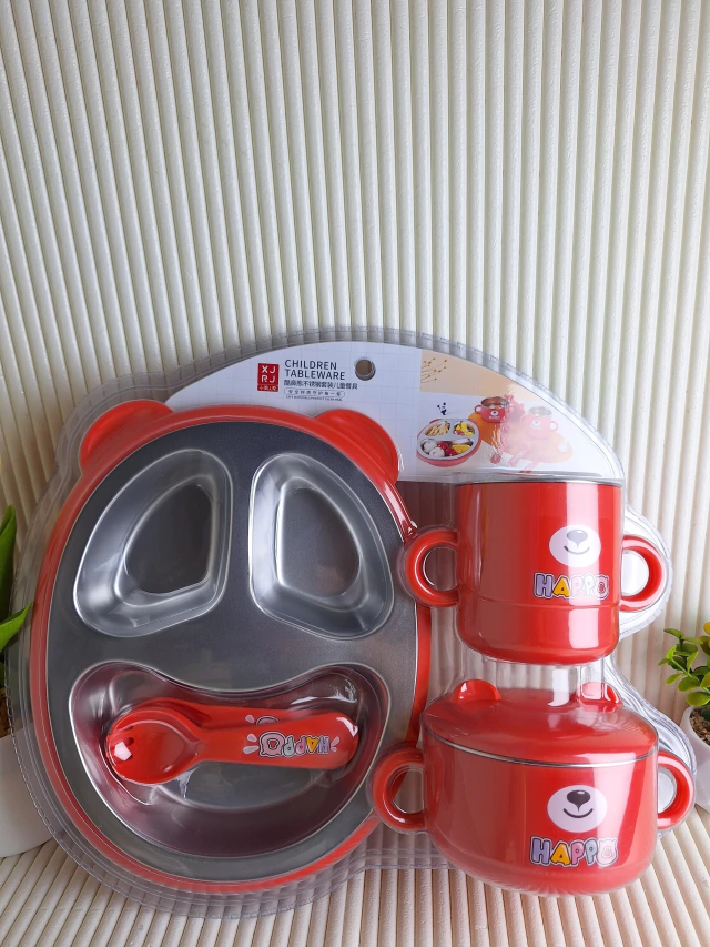 SET DE VAJILLA INFANTIL * OSITO * TERMICA X 6 PIEZAS ACERO INOXIDABLE (304)