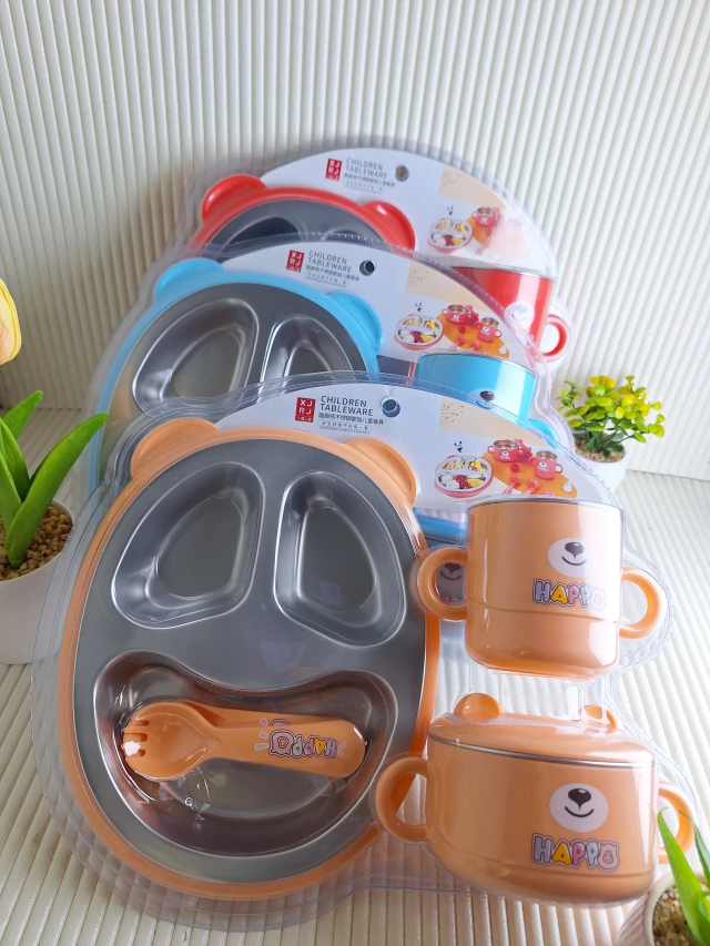 SET DE VAJILLA INFANTIL * OSITO * TERMICA X 6 PIEZAS ACERO INOXIDABLE (304)