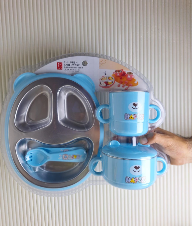 SET DE VAJILLA INFANTIL * OSITO * TERMICA X 6 PIEZAS ACERO INOXIDABLE (304)
